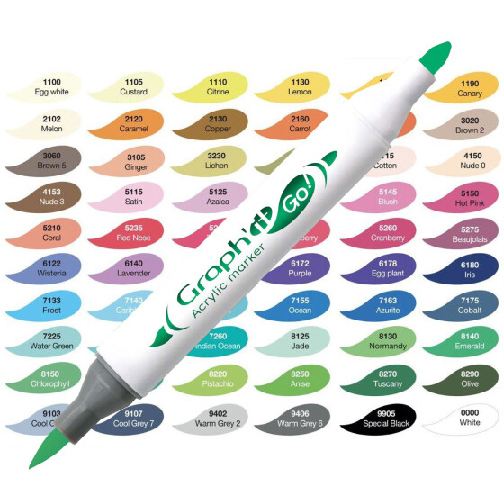 Acrylmarker GRAPHIT GO 2 Spitzen - 60 Farben