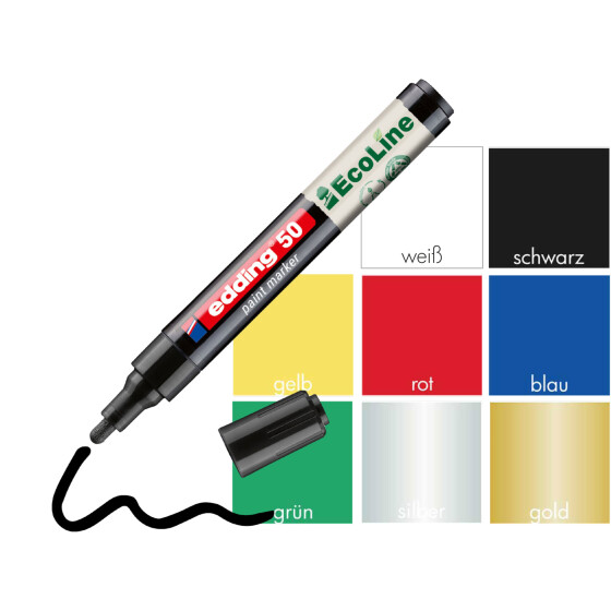 Lackmarker Ecoline 50 nachfüllbar, Rundspitze 2-3 mm - 8 Farben