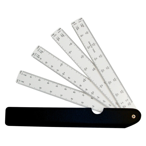 Fächermaßstab 4 Fächer, 1:625 :750:1000:1250:1500:2000:2500:5000