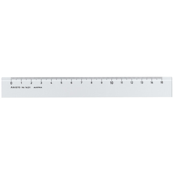 Lineal 15 cm lang, mm-Teilung, glasklares Plexiglas