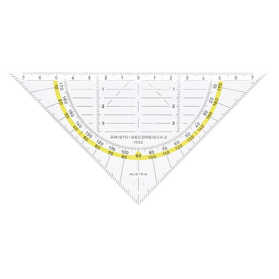 Geodreieck 16 cm mit Facette und Tuschenoppen, Plexiglas