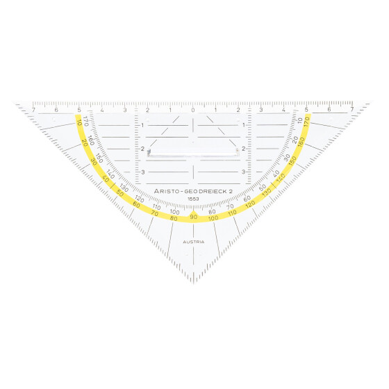 Geodreieck 16 cm mit Griff, Facette und Tuschenoppen, Plexiglas