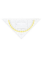 Geodreieck 16 cm mit Griff, Facette und Tuschenoppen, Plexiglas