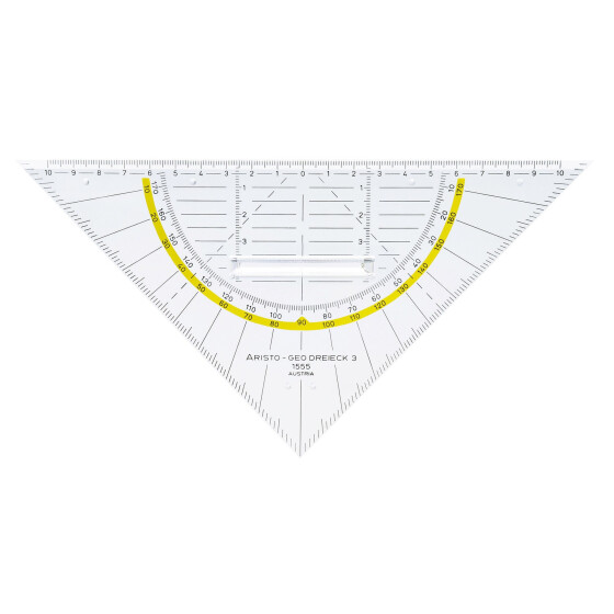 Geodreieck 22,5 cm mit Griff, Facette und Tuschenoppen, Plexiglas