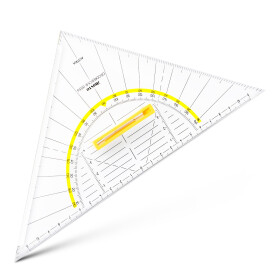 Geodreieck 25 cm Griff lösbar, Facette, Tuschenoppen, Plexiglas