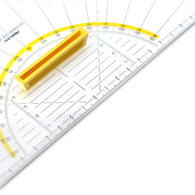 Geodreieck 25 cm Griff lösbar, Facette, Tuschenoppen, Plexiglas