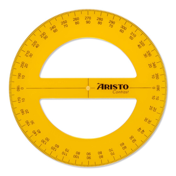 Contrast Vollkreis-Winkelmesser 360 Grad, Durchmesser 12cm, orange