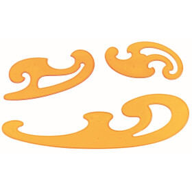 Burmester Kurvenlineal-Satz 3-teilig, orange-transparent