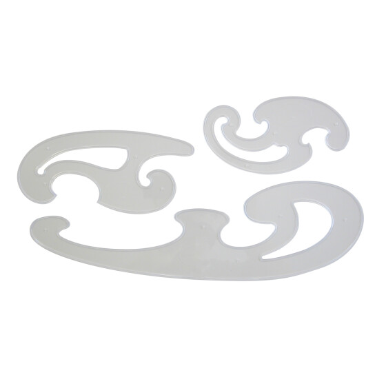 Burmester Kurvenlineal-Satz 3-teilig, transparent