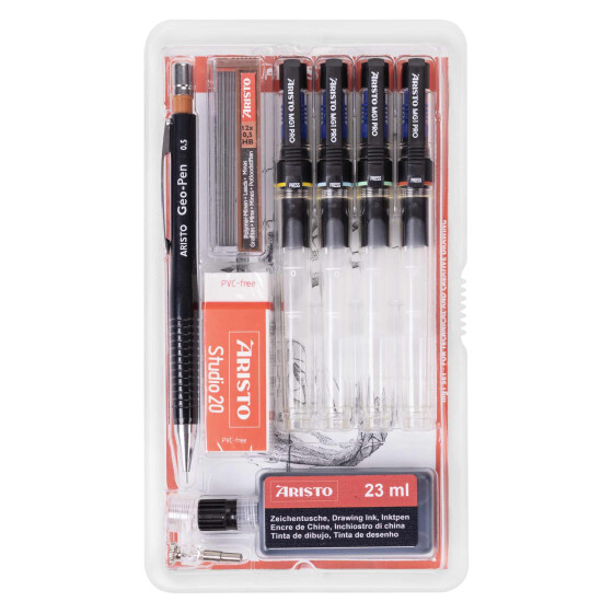 Tuschefüller mg1 Studio 4er-Set 9-teilig, 0.25/ 0.35/ 0.5/ 0.7 mm