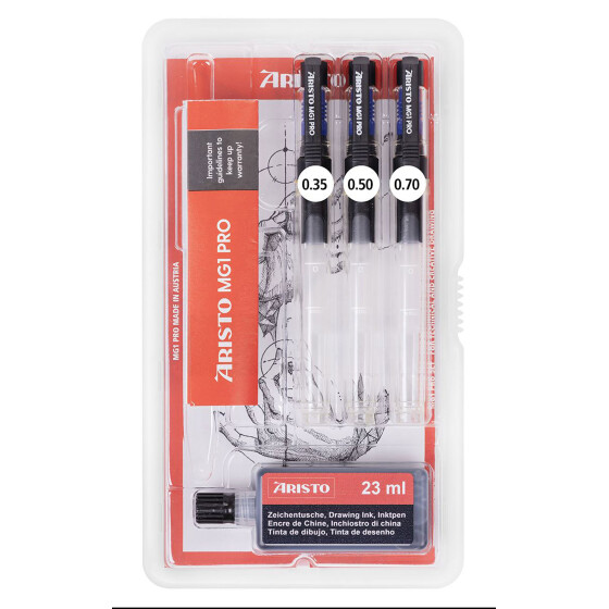 Tuschefüller mg1 College 3er-Set schwarze Tusche, 0.35/ 0.5/ 0.7 mm
