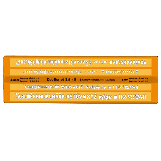Schriftschablone Duo Script für Fineliner und Feinminenstifte
