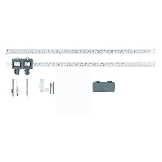 2-teiliger Alu-Stangenzirkel im Set, ohne FM-Druckstift-Einsatz und Adapter, 2 Stangen je 33 cm