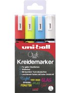 Kreide-Marker Uni Chalk PWE-5M, 1,8 - 2,5 mm - 4er Etui sortiert
