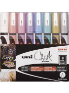 Kreide-Marker Uni Chalk PWE-5M, 1,8 - 2,5 mm - 8er Etui metallic