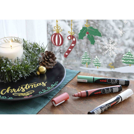 Kreide-Marker Uni Chalk PWE-17K, 15mm - 5 Farben