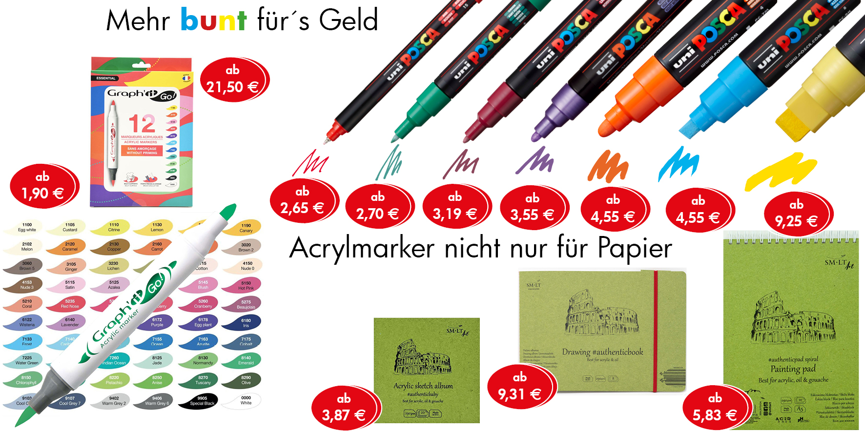 Acrylmarker für fast alle Materialien auch für Papier